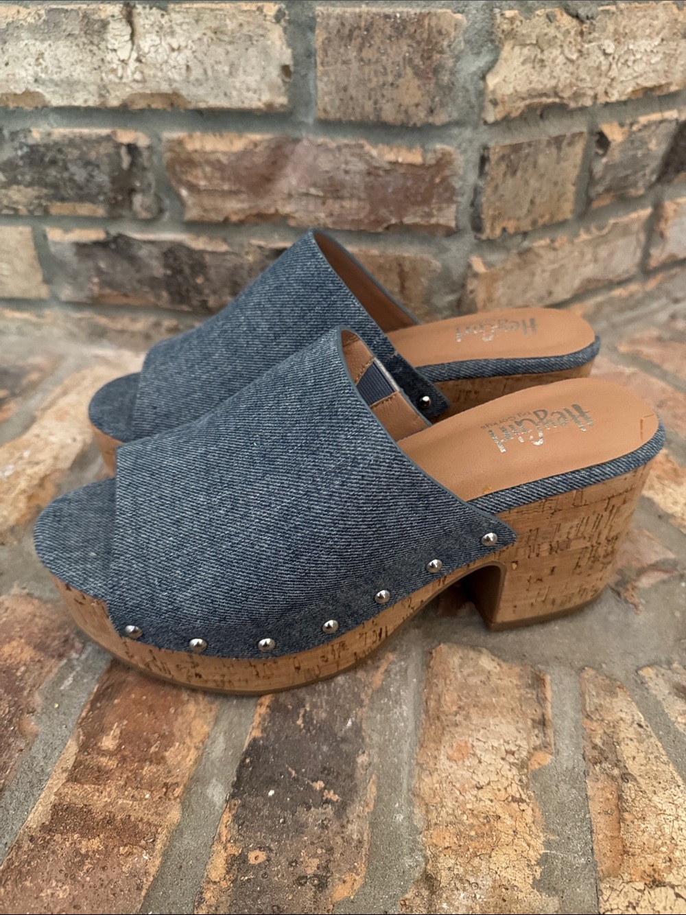 HEY GIRL by CORKYS Women's Denim Cork Platform Mule - Size 10